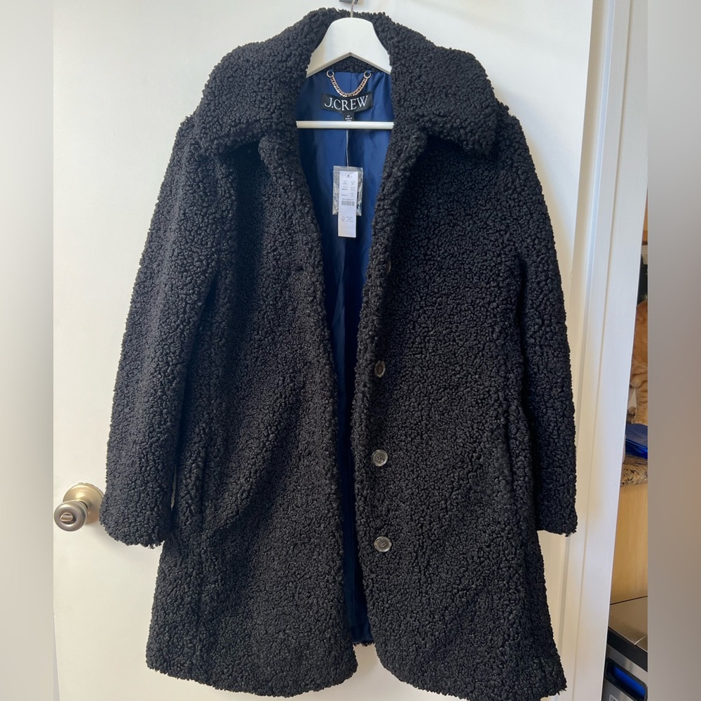 J.Crew Black Boucle Textured Coat